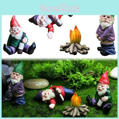 Set Of 4pcs Miniature Naughty Gnome Statues For Whimsical Garden Decor And Fun