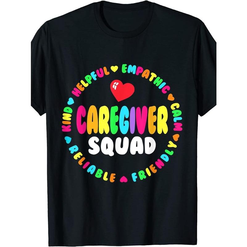 Damen Lustiges Stolzes Pflegekraft-Team Krankenschwester-Dankbarkeitswoche T-Shirt - Herzdesign mit Empathisch, Freundlich, Ruhig, Zuverlässig & Freundlich Schriftzug
