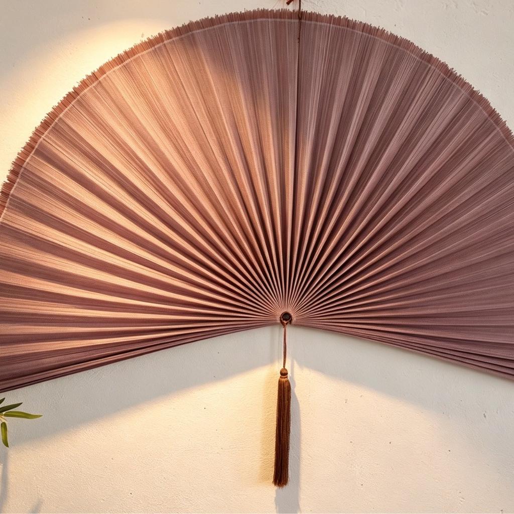 Handcrafted Bamboo Woven Hanging Fan In New Chinese Style, Elegant Wall Decor Pendant for Hotel, Homestay,  Wedding Scene Layout