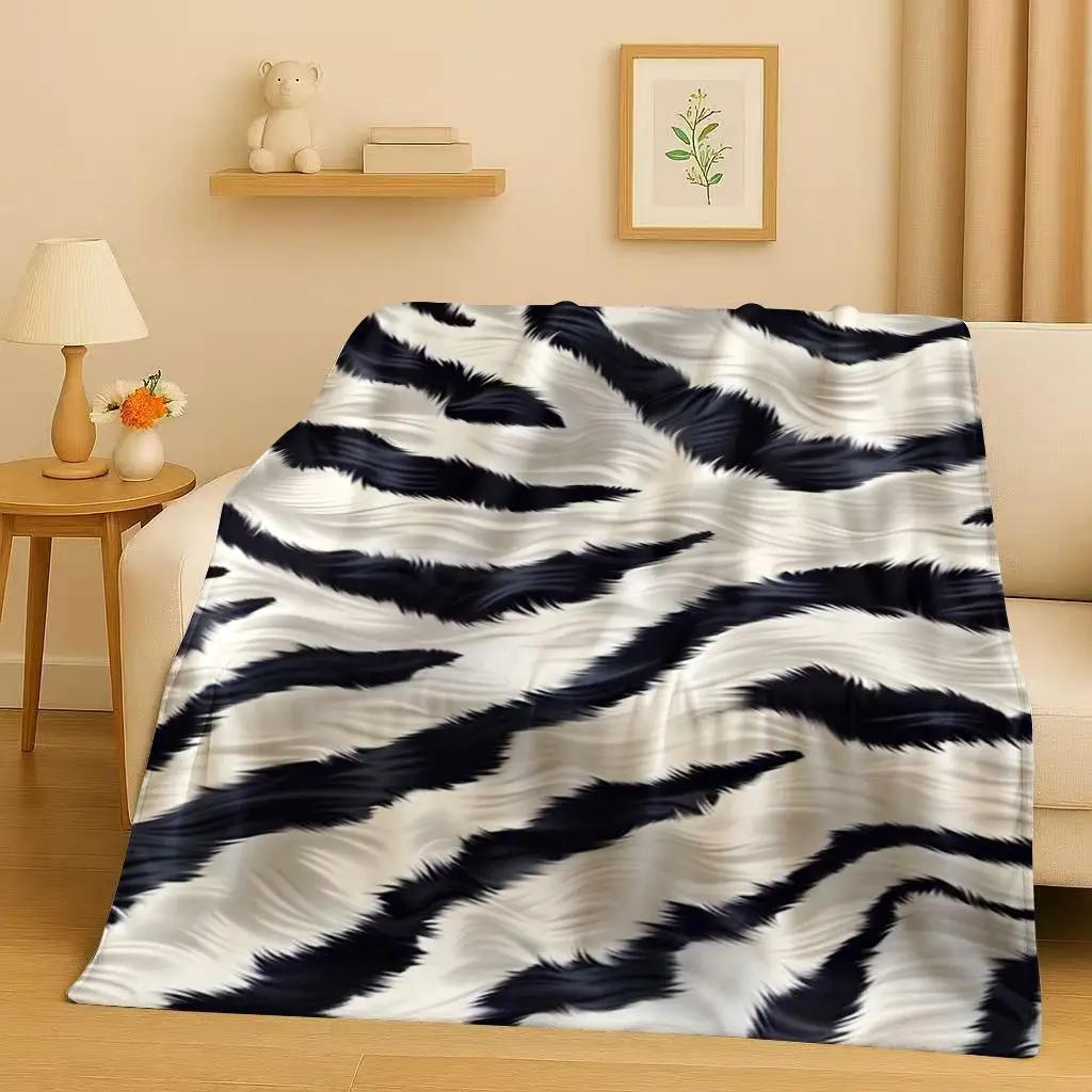 HD Zebra Tiger Leopard Beast Stripe Print Art Flannel Blanket,Ultra Soft Warm Plush Throw for Home Bedroom Bed Sofa Cover Office