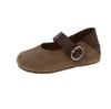 French retro shallow mouth one-word buckle Mary Jane women's shoes 2025 new one-pedal with skirt flat-soled beanie shoes