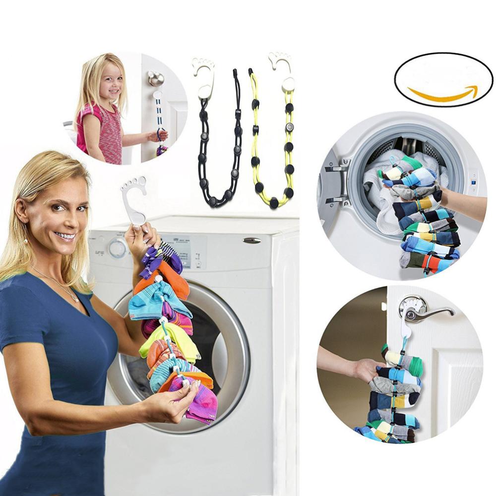 Socks Storage Organizer Adjustable Socks Drying Hanging Rope Home Portable Non-slip Socks Washing Cleaning Dry Hanger Tool