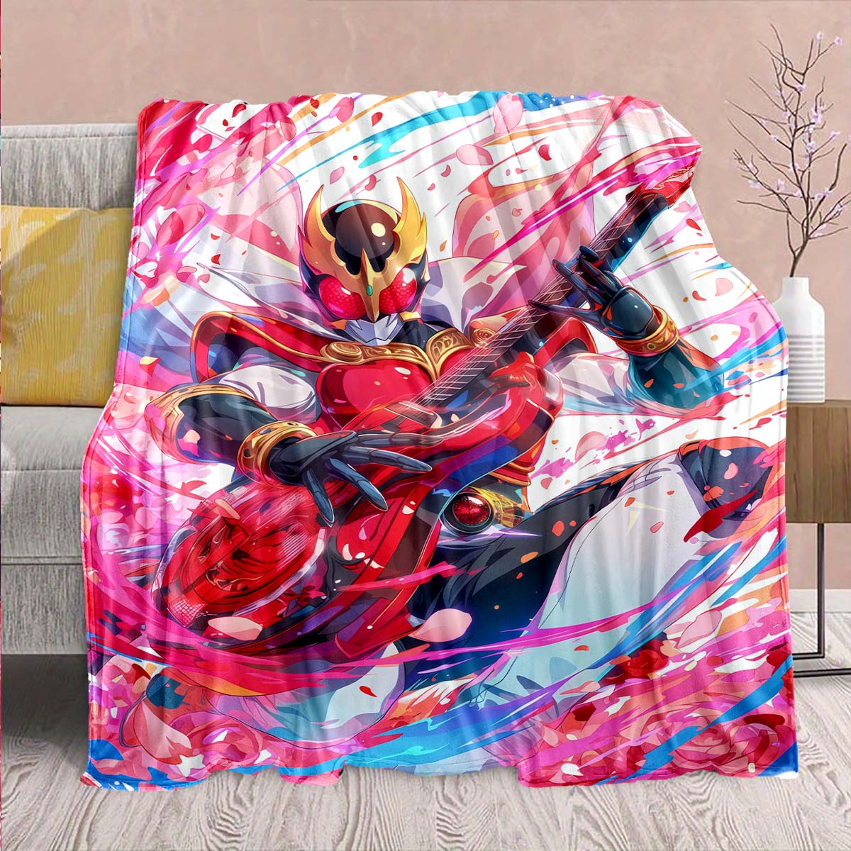 

Kamen Rider Anime Flannel Blanket – Soft, Warm, Perfect for Sofas, Bedding, Camping, Travel, Office, and Home Decor – QJY 75x90cm