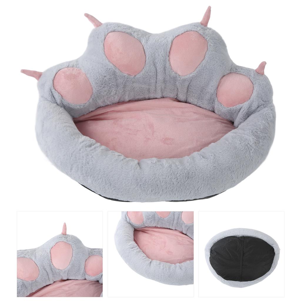 Cat Dog Kennel Cat Paw Print Shaped Machine Washable Removable Washable Sofa Pet KennelGrey