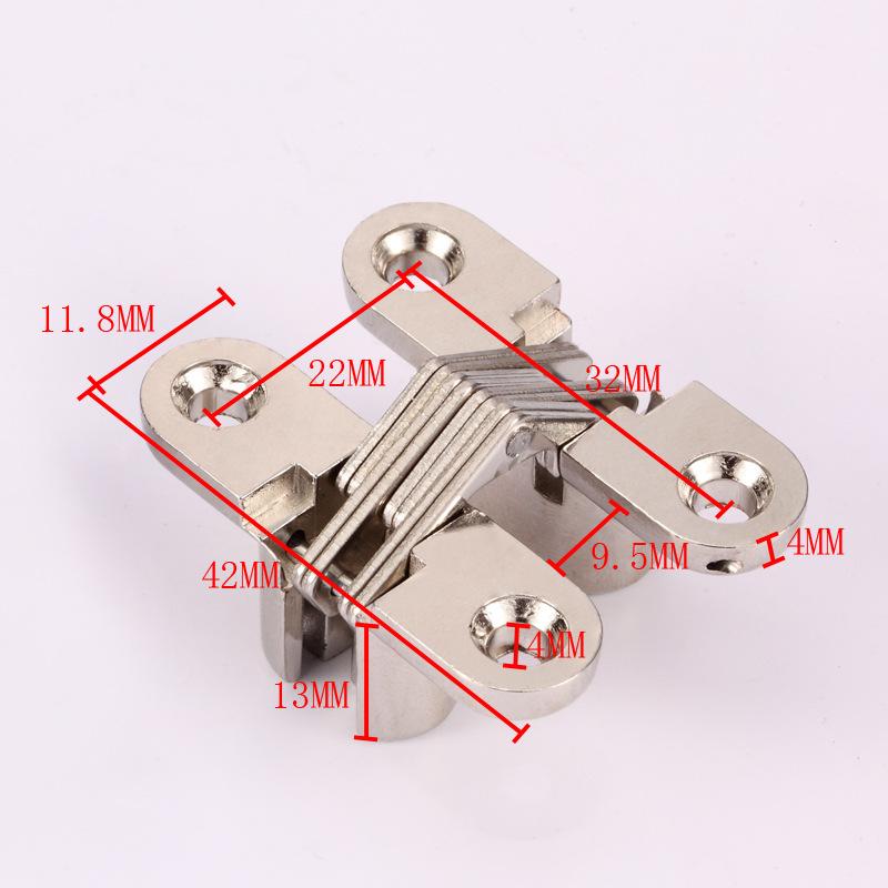 4Pcs Hidden Hinges Invisible Concealed Barrel Cross Door Hinge Bearing Wooden Box For Folding Window Furniture