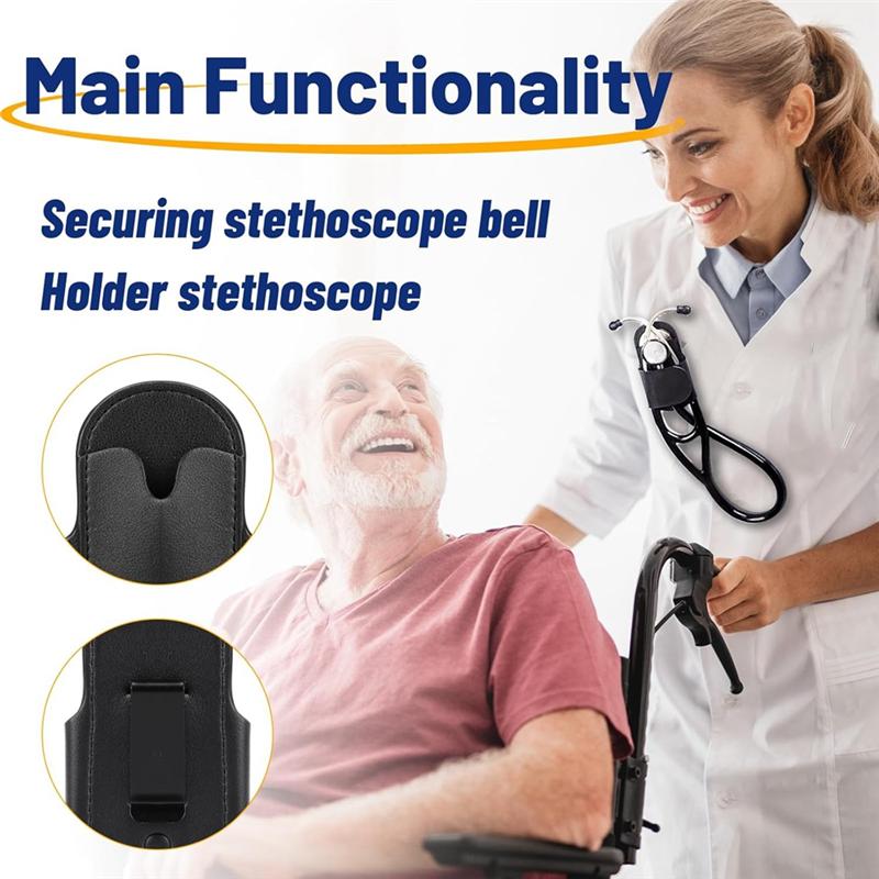SHGO-PU Leather Stethoscope Holder Hip Clip For Littmann And Most Stethoscopes,Stethoscope Holster Clips Holder Fit For Nurse