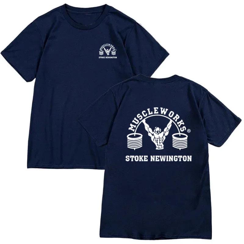 Lato Nowe Męskie Koszulki Siłownia Bieganie Trening Bawełna Okrągły Dekolt Oversize T-Shirt Moda Odzież Męska Ubrania Fitness Top