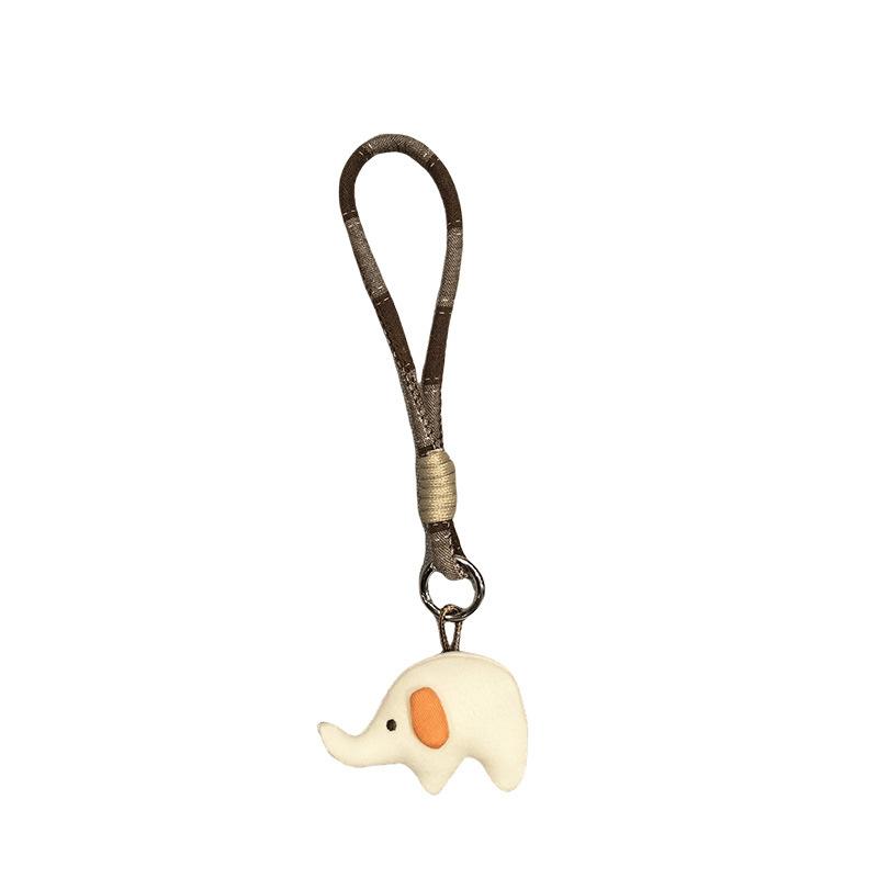 Cute Felt Elephant Bag Charm, Minimalist Elephant Keychain with Braided Rope Clip