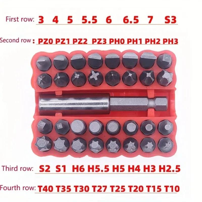 Set Mini Cheie cu Clichet 34-în-1 Bidirecțional Oțel cu 36 de Dinți Hexagonale Torx Biți Șurubelniță Non-Electrică DIY Scule Industriale.