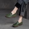 Johnature Scarpe basse da donna in vera pelle retrò fatte a mano Mocassini casual con punta rotonda con suola morbida e poco profonda