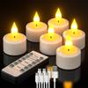 PChero Rechargeable Candles with Remote, 6pcs LED Flameless Flickering Tea Lights USB Electric Candle Lights for Home Room Christmas Party Decoration