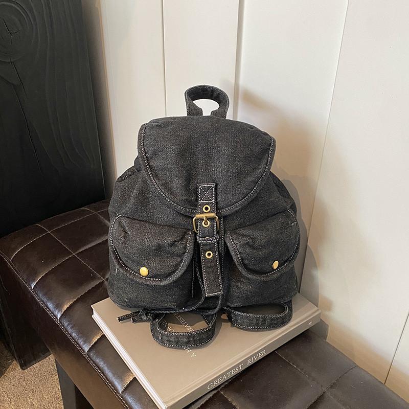 Ielgy Korean Denim Backpack Large Capacity Multi-pocket Frequent Travel Backpack