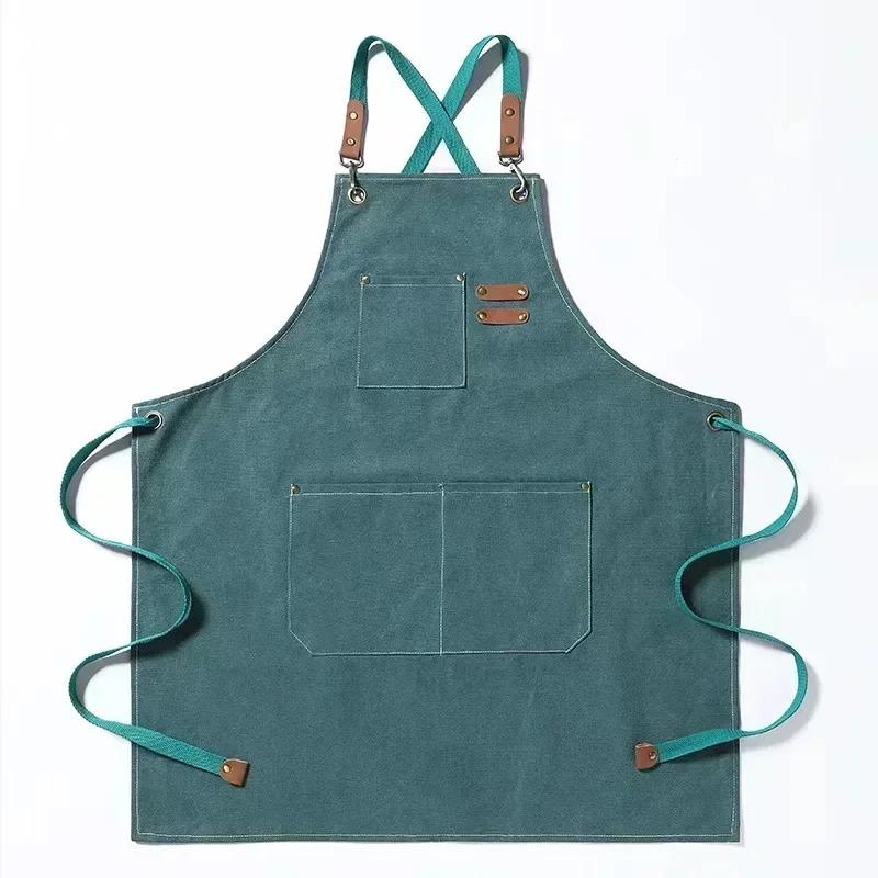 Fashion Canvas Kitchen Aprons For Woman Men Chef Work Apron For Grill Restaurant Bar Shop Cafes Beauty Nails Studios Uniform