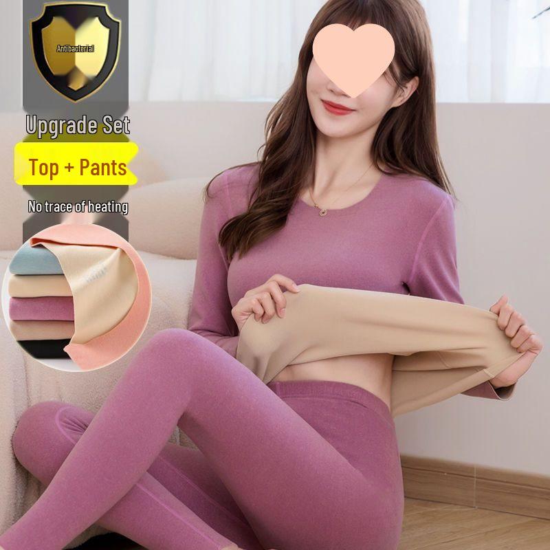 

Женский теплый бесшовный термокомплект с флисовой подкладкой на год рождения: Толстое бархатное осеннее нижнее белье для брака XL [100-125 jin] Seamless