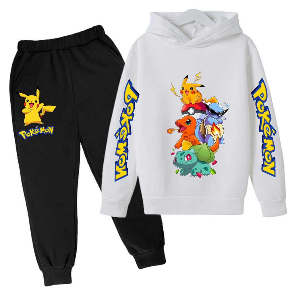 Kinder Freizeit Anime Pikachus Hoodie Set Frühling Herbst 3-14J Jungen Kleidung Mädchen