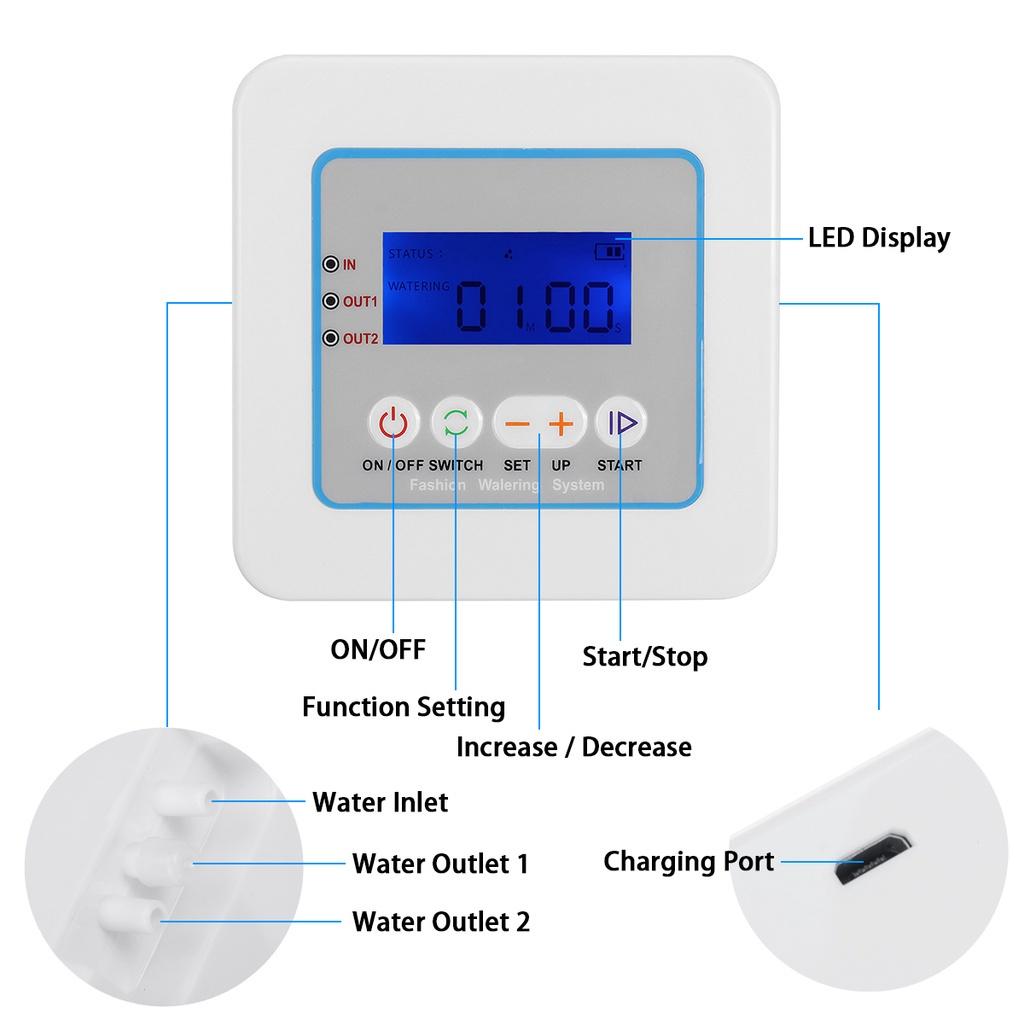 4.5W Double Pump Controller Garden Drip Irrigation Device Timer System Solar Energy Intelligent Automatic Watering Device