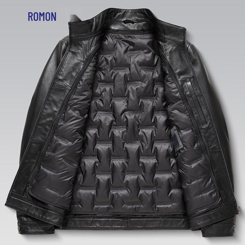 Luomeng Men's Genuine Sheepskin Stand Collar Leather Jacket