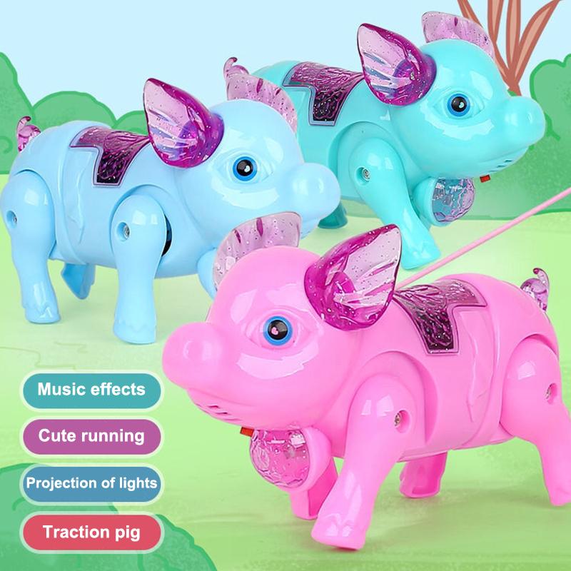 New Pink Color Electric Walking Pig Toy With Light Musical Kids Funny Electronics Toy Children Birthday Gift Toys