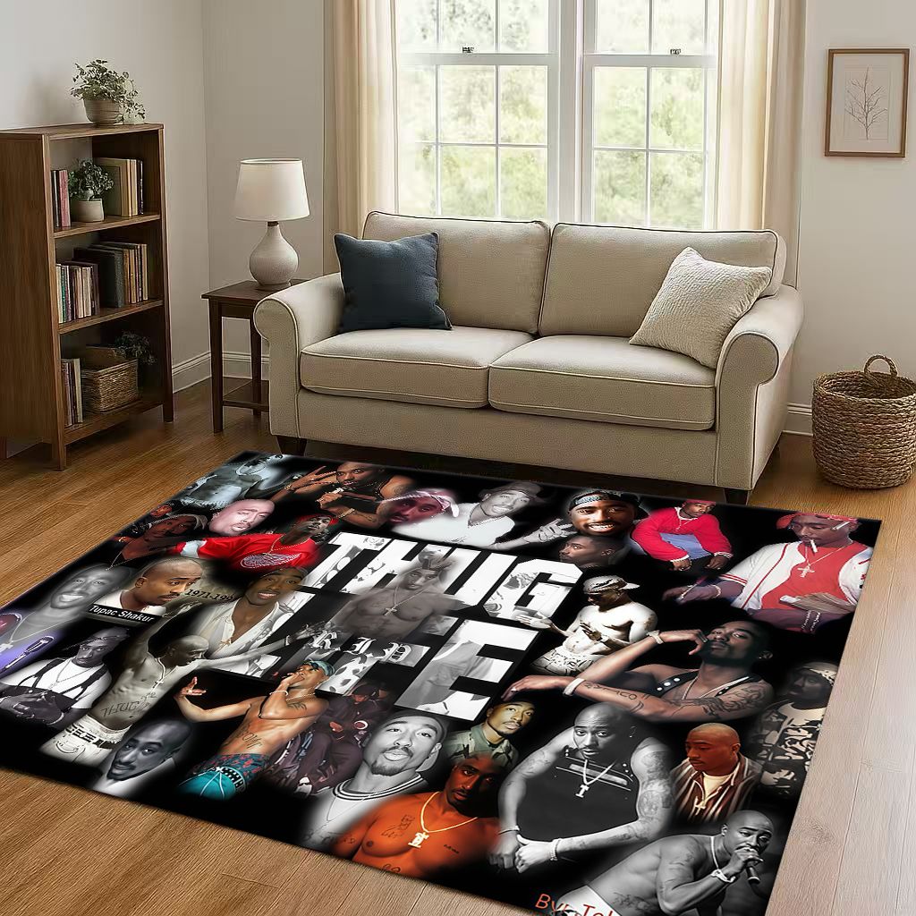 3D Klasický Rap Tupac 2pac Hip-Hop Hudba Rapper Obývací pokoj Protiskluzový Koberec pro Ložnici Hernu Pohovku, Domácí Dekorace Rohožka