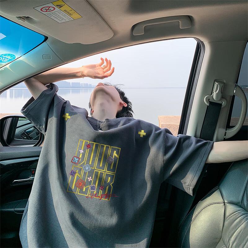 Хип-Хоп хлопковая футболка с коротким рукавом и принтом-штампом VUUG M