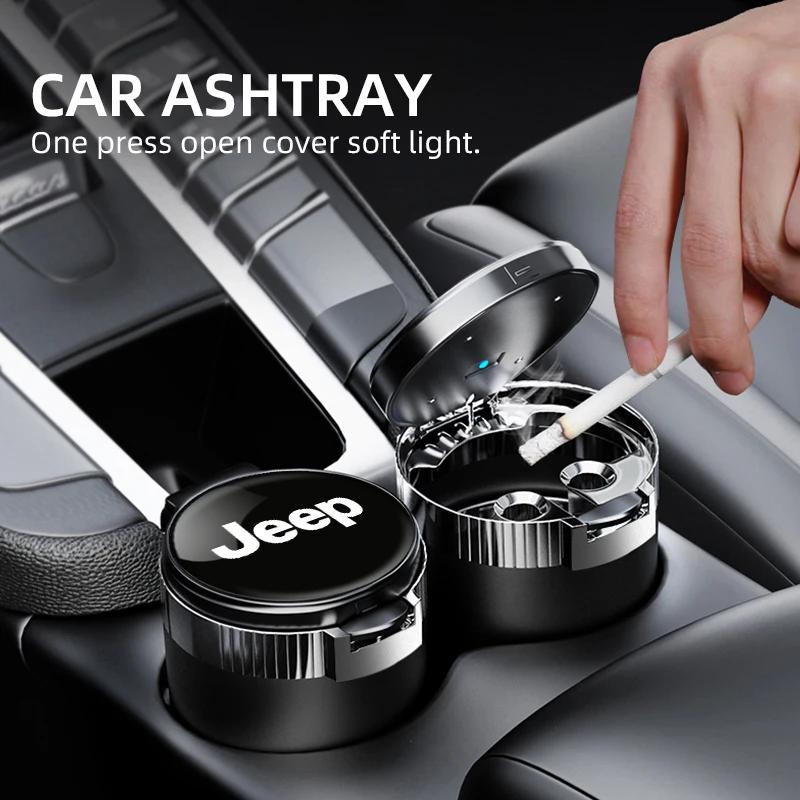 Car Ashtray with LED Light Cigarette Smoke Remover Car Ashtray Auto Accessories for Jeep Cherokee Wrangler Compass Patriot AKM1