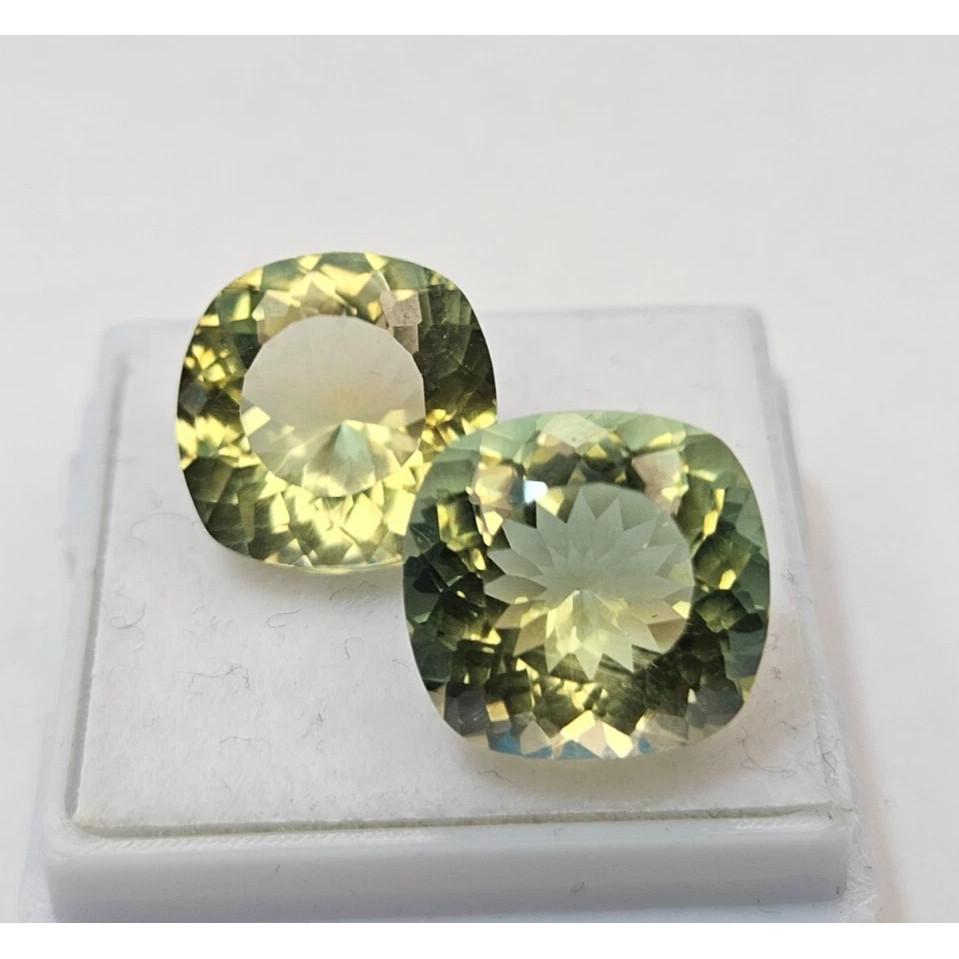 Natural Bi-Color Tourmaline Cushion Cut 8-9 Ct Pair Stunning Certified Gemstone