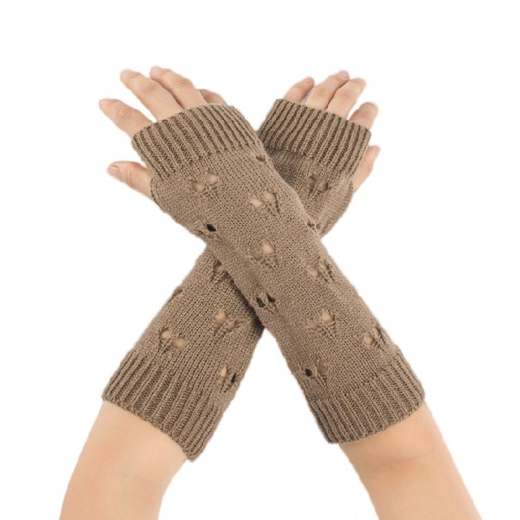 Winter Hand Gloves Soft Warm Gloves Arm Crochet Hollow Out Fingerless Gloves