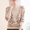 Chic Autumn/Winter Velvet-Lined Half-High Collar Warm Sweater for Stylish Middle-Aged & Elderly Women