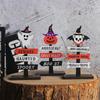 Skeletons Pumpkins Halloween Wooden Signpost Plaque Table Ornament Party Decor
