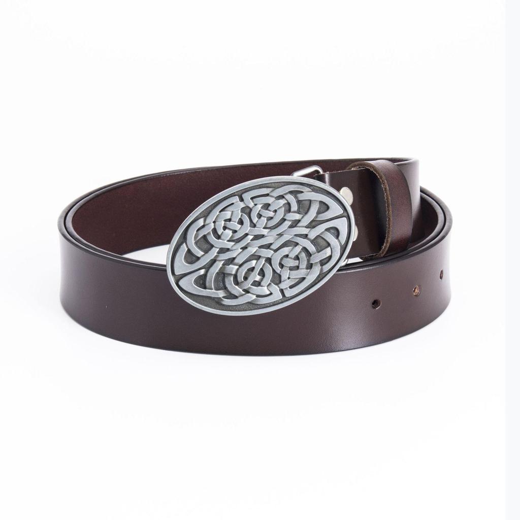Stylish Men's Retro Full Grain Cowhide Belt with Smooth Buckle