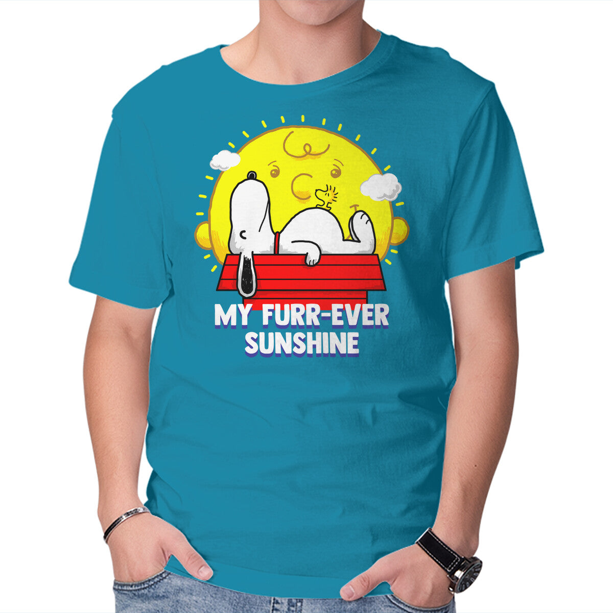 Unisex Crew Neck T-Shirt Furr Ever Sunshine Graphic Short Sleeve Casual Tee XXXL