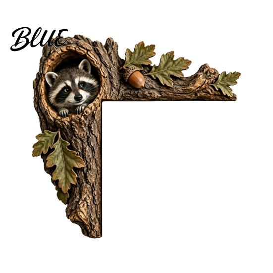 Unique Chipmunk Wall Art Tree Hollow Door Topper, Squirrel Owl Wooden Frame Sign, Whimsical Rustic Corner Accents Animals Ornament, Woodland