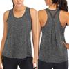 Chaleco Deportivo de Color Sólido para Mujer, Cuello Redondo, Sin Mangas, Secado Rápido, Espalda Cruzada, Blusa Holgada