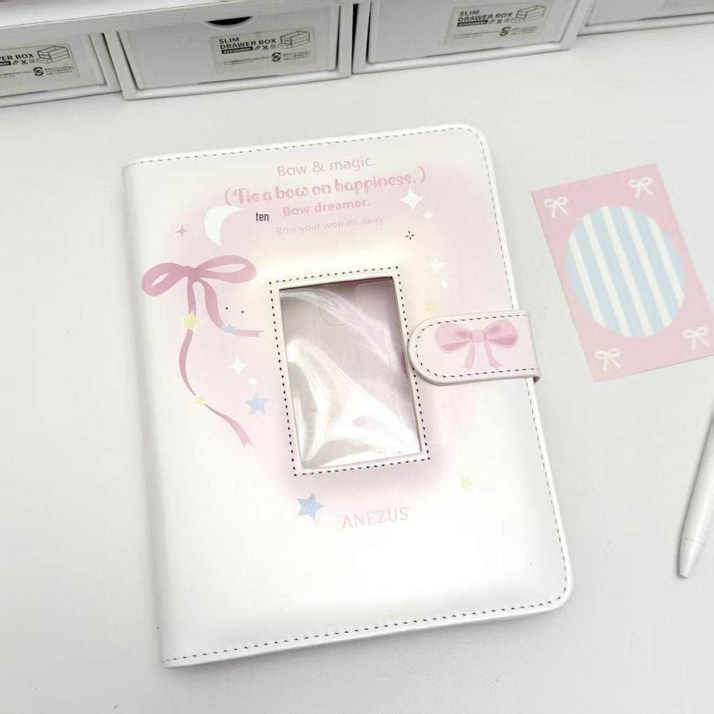Bowknot 3-inch Photo Album with Visible Window - Large Capacity Girly Card Storage Binder