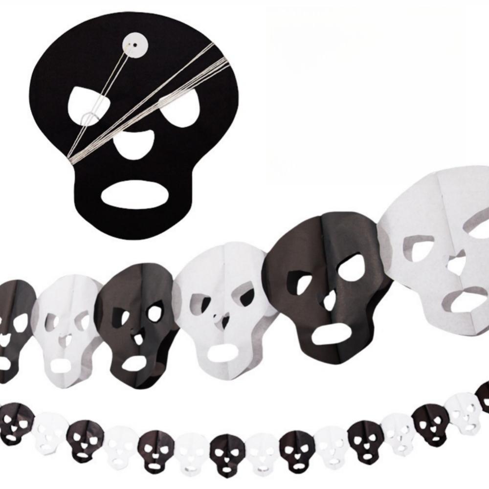 Halloween Paper Banner Spider Pumpkin Ghost Bat Paper Chain Halloween Decoration Garland Banner Paper Pull Flower Party Supplies 5