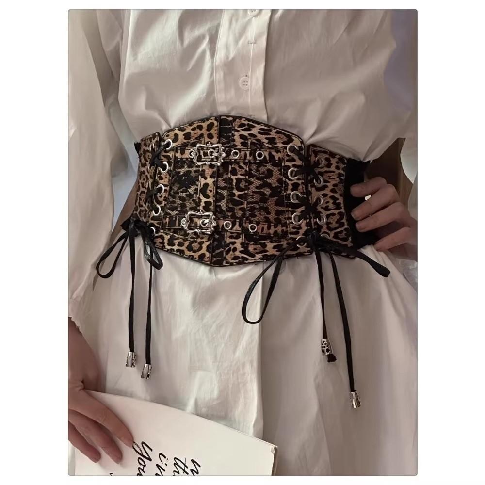 Wide Waist Belt Decoration Leopard Print Corset Belt New Women Waistband  for Dresses