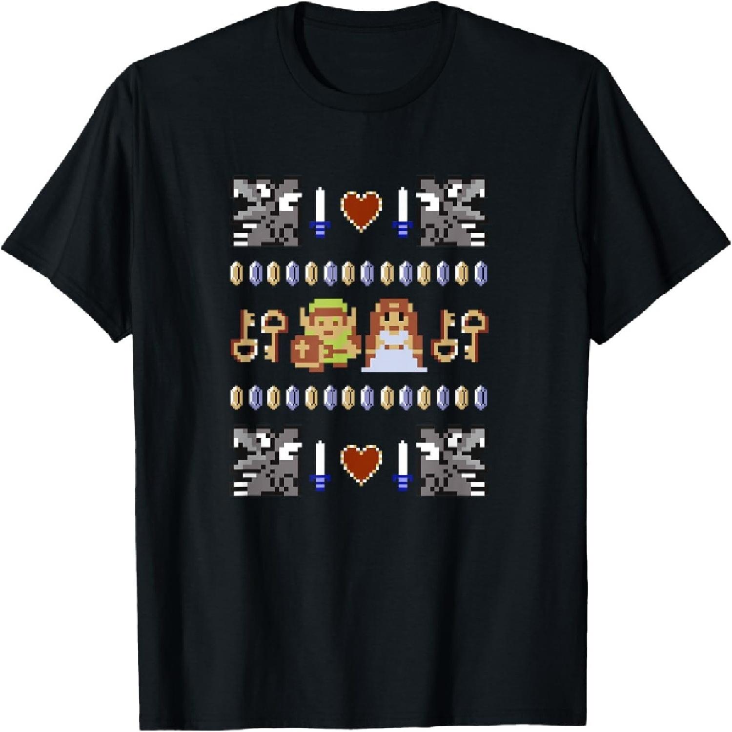 The Legend of Zelda Christmas Link & Zelda Ugly Sweater T-Shirt S