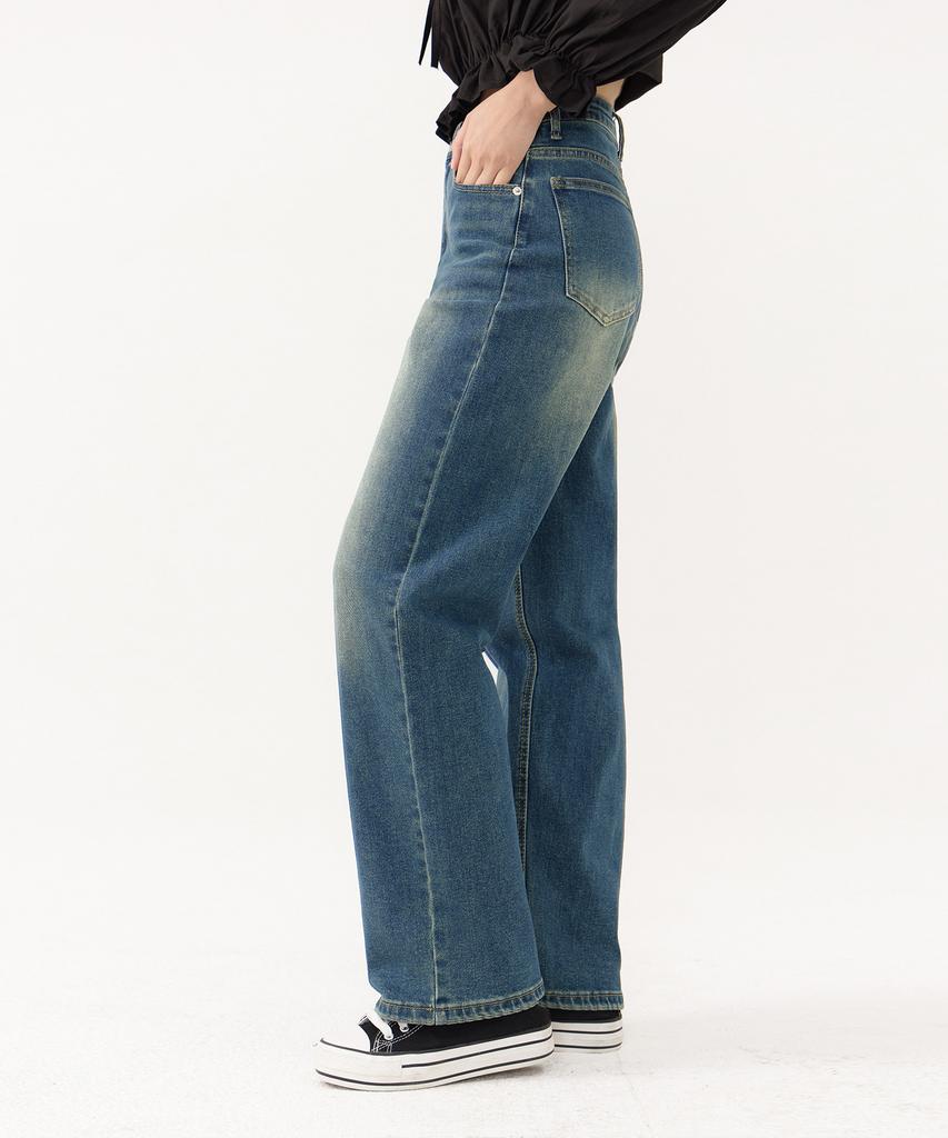 Akeusi Motion Balloon Fit Wide Stretch Denim Pants Unisex (Medium Blue)