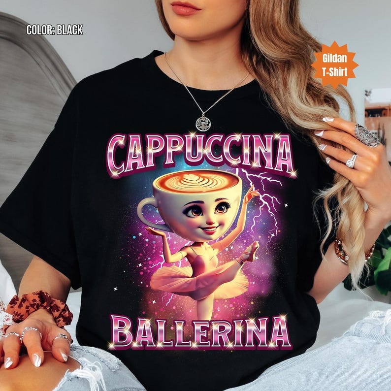 Cappuccina Ballerina Shirt Italian Brainrot Tshirt Bootleg Rap Tee Brainrot Shirt Cappuccino Meme Weird Funny Shirt