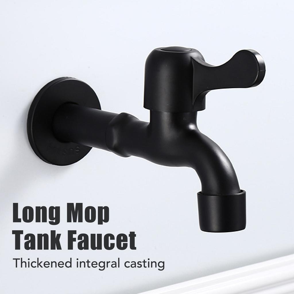 Water Faucet 304 Stainless Steel G1Celsius2 Caliber Wall Mounted Single Cold Water Tap Black