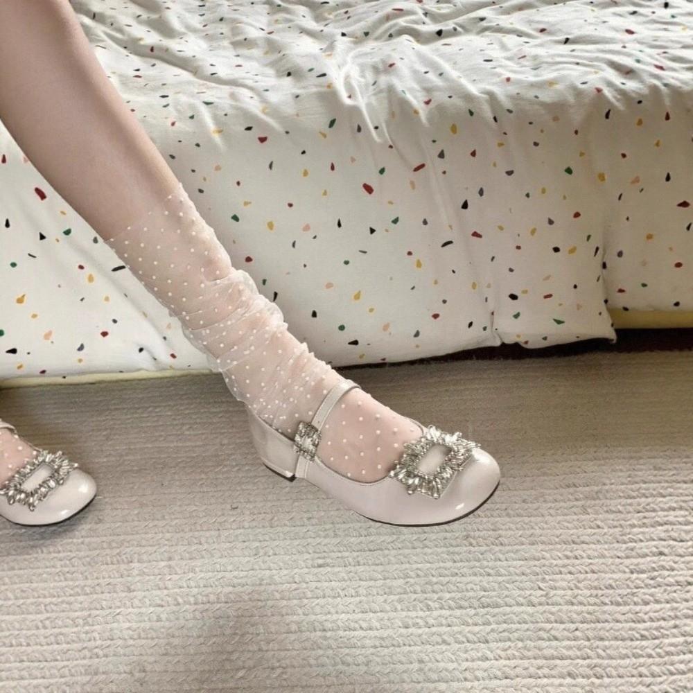 Versione Sottile Calzini in Rete Traspiranti a Pois JK Calzini Trasparenti a Tubo Medio Calze Dolci Estive Impilabili Estate