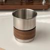 230/330Ml Stainless Steel Camping Mug With Wooden Anti Scald Sleeve Foldable Handle For Hiking Picnic Travel Use