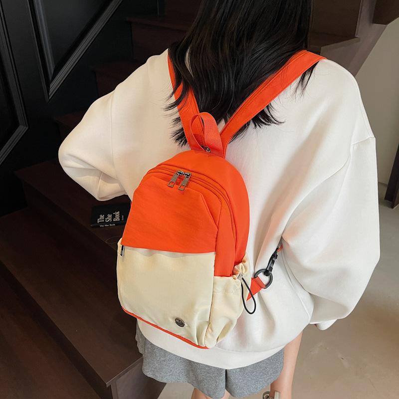 Schoolbag new color matching breast bag female college student commuting backpack casual shoulder crossbody small backpack large capacity travel bag