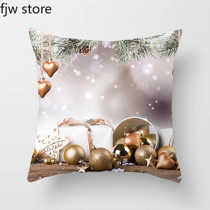 Christmas New Year Decoration Pillowcase  Ball Pendant Printed Throw Pillow Cover Sofa Cushion  Home