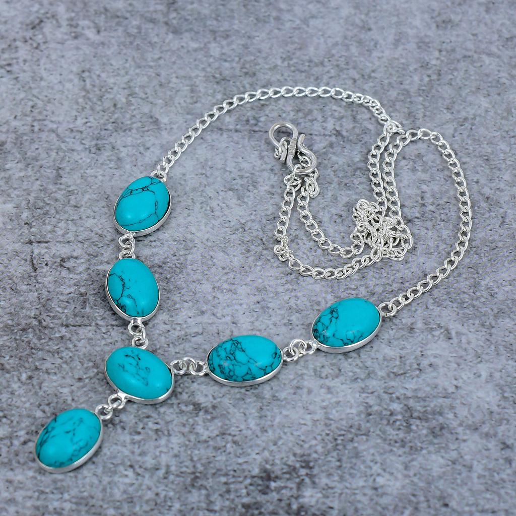 Santa Rosa Turquoise Gemstone 925 Sterling Silver Jewelry Necklace 18" M-398