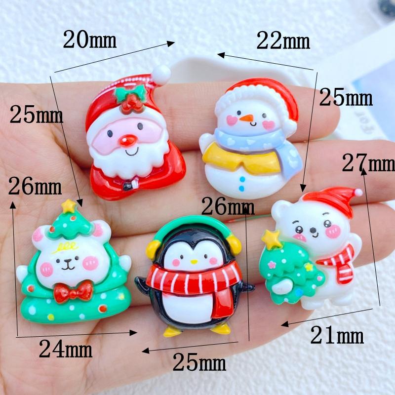 

10Pcs New Cute Resin Mini Cartoon Christmas Animal SeriesSeries Flat Back Parts Embellishments For Hair Bows Accessories