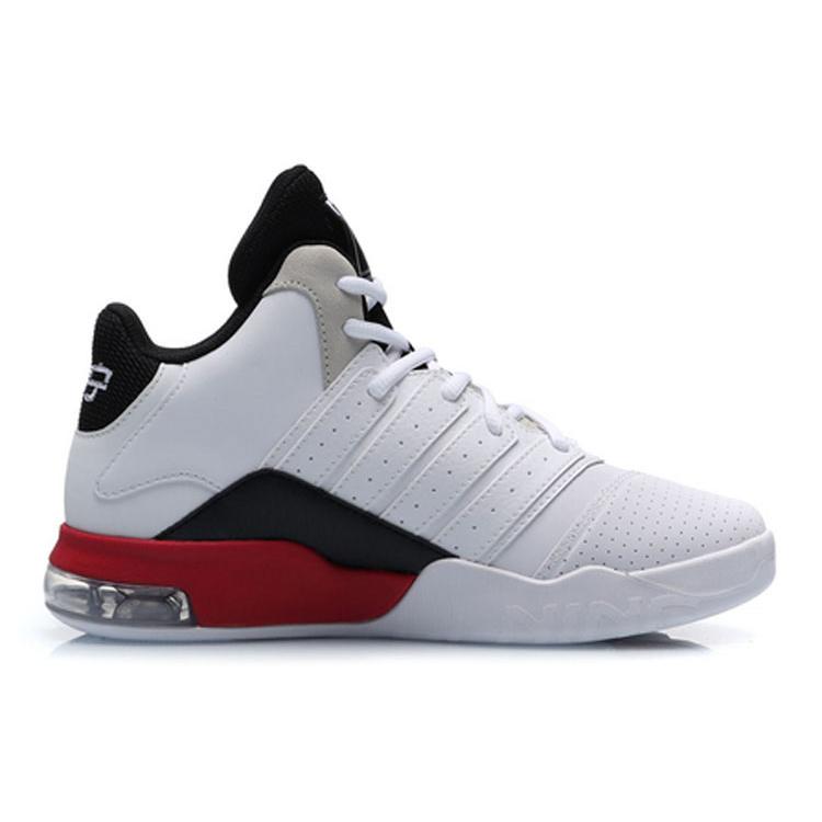Li Ning Synthetic Leather Slip Resistant Abrasion Resistant Mid Top Vintage Basketball Shoes Women's Standard White AGBP082-1