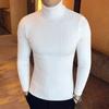Men's High Neck Sweater Solid Color Pullover Knitted Warm Casual Turtleneck   Men Clothes