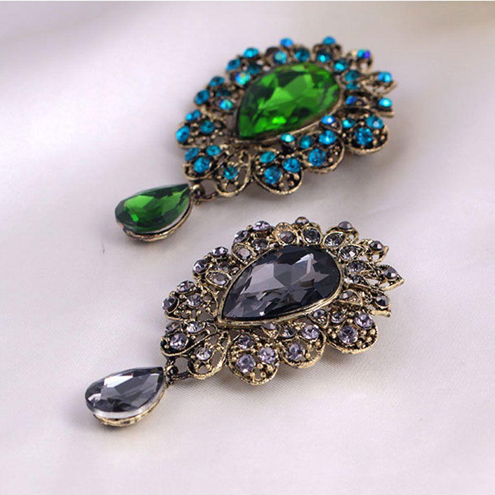 Luxury Crystal Dress For Women Big Water Drop Jewelry Corsage Brooch Pins Fashion Accessories