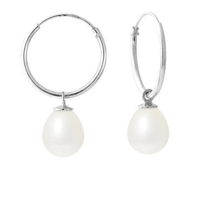 Earrings - - Genuine Cultured Pearls - 8-9 Mm - 925 Silver - 2 Year Warranty
